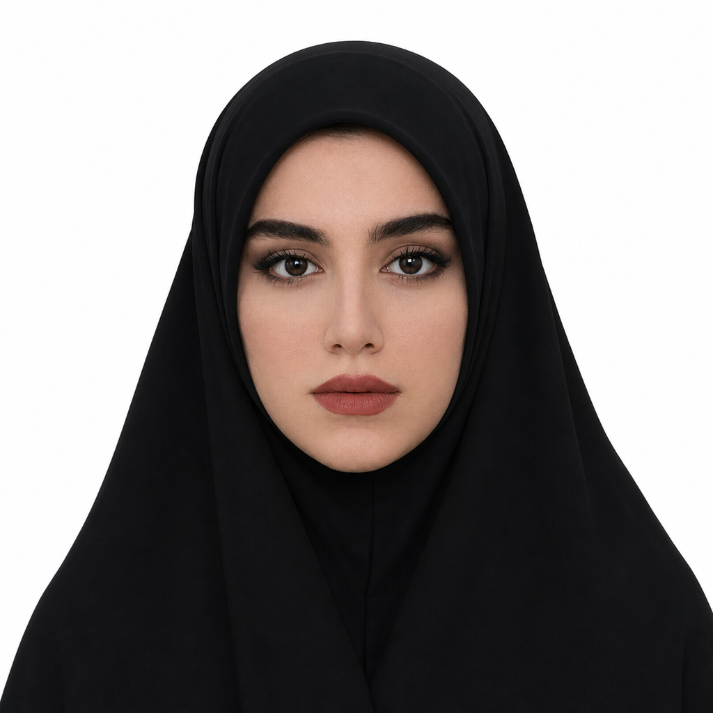نمونه خروجی قالب عکس پرتره رسمی بانوان با حفظ هویت چهره